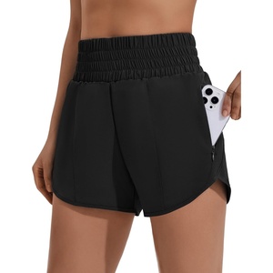 image:imagePINSPARK Women 3 High Waisted Running Shorts Athletic Workout Short Quick Dry Mesh Liner Dolphin Shorts with 2 Zip PocketsBlack
