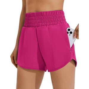 image:imagePINSPARK Women 3 High Waisted Running Shorts Athletic Workout Short Quick Dry Mesh Liner Dolphin Shorts with 2 Zip PocketsHot Pink