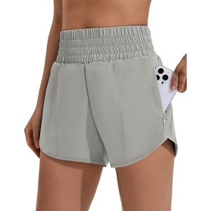 image:imagePINSPARK Women 3 High Waisted Running Shorts Athletic Workout Short Quick Dry Mesh Liner Dolphin Shorts with 2 Zip PocketsLight Gray