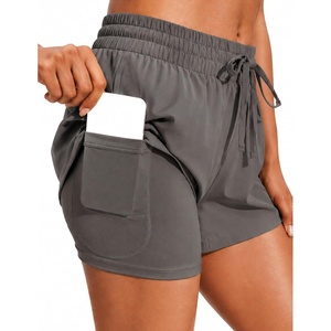 image:imagePINSPARK Womens 2 in 1 Running Shorts with Liner Pockets Quick Dry Athletic Workout Gym ShortsDark Gray