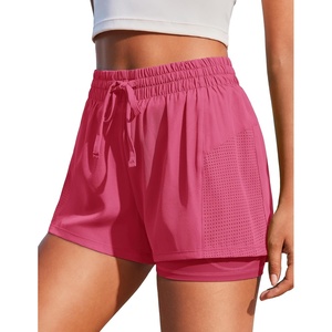 image:imagePINSPARK Womens 2 in 1 Running Shorts with Liner Pockets Quick Dry Athletic Workout Gym ShortsHot Pink