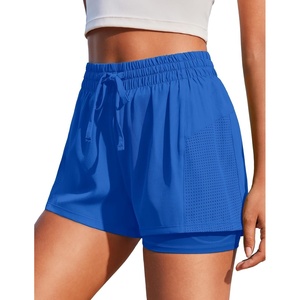 image:imagePINSPARK Womens 2 in 1 Running Shorts with Liner Pockets Quick Dry Athletic Workout Gym ShortsRoyal Blue