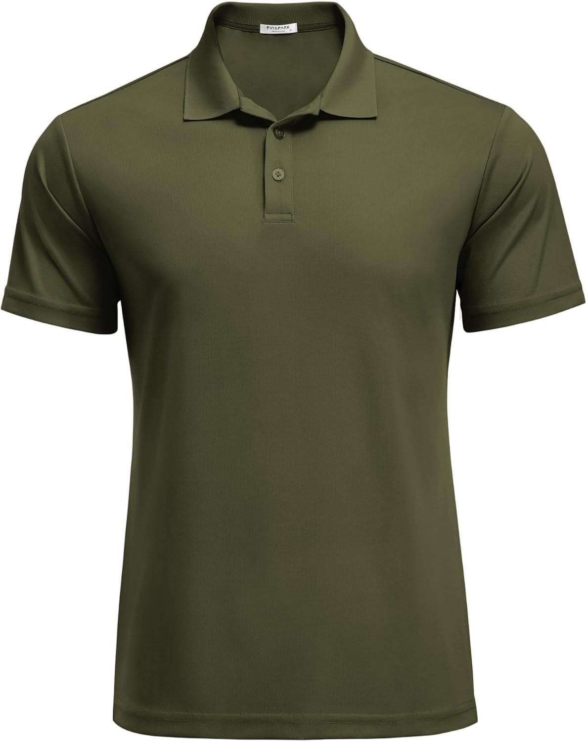image:imagePINSPARK Mens Polo Shirts Short Sleeve Lightweight Moisture Wicking Quick Dry Casual Workout Collared Shirt Plain 3 Pack SetArmy Green