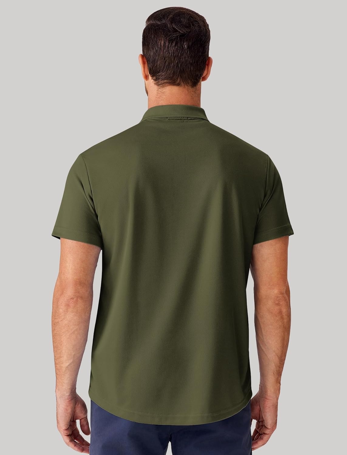 image:imagePINSPARK Mens Polo Shirts Short Sleeve Lightweight Moisture Wicking Quick Dry Casual Workout Collared Shirt Plain 3 Pack SetArmy Green