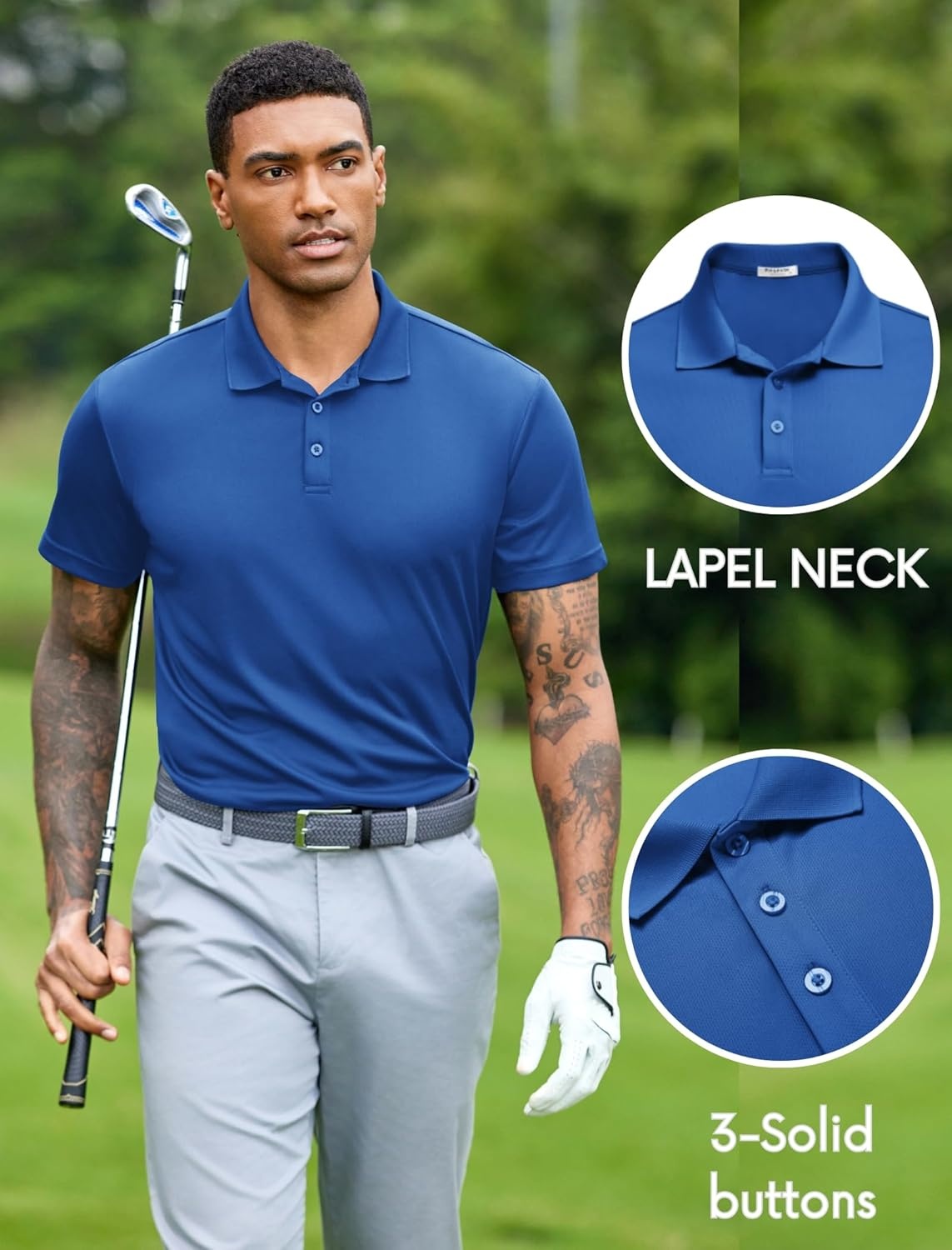 image:imagePINSPARK Mens Polo Shirts Short Sleeve Lightweight Moisture Wicking Quick Dry Casual Workout Collared Shirt Plain 3 Pack SetBlackDeep BlueBurgundy3 Pack