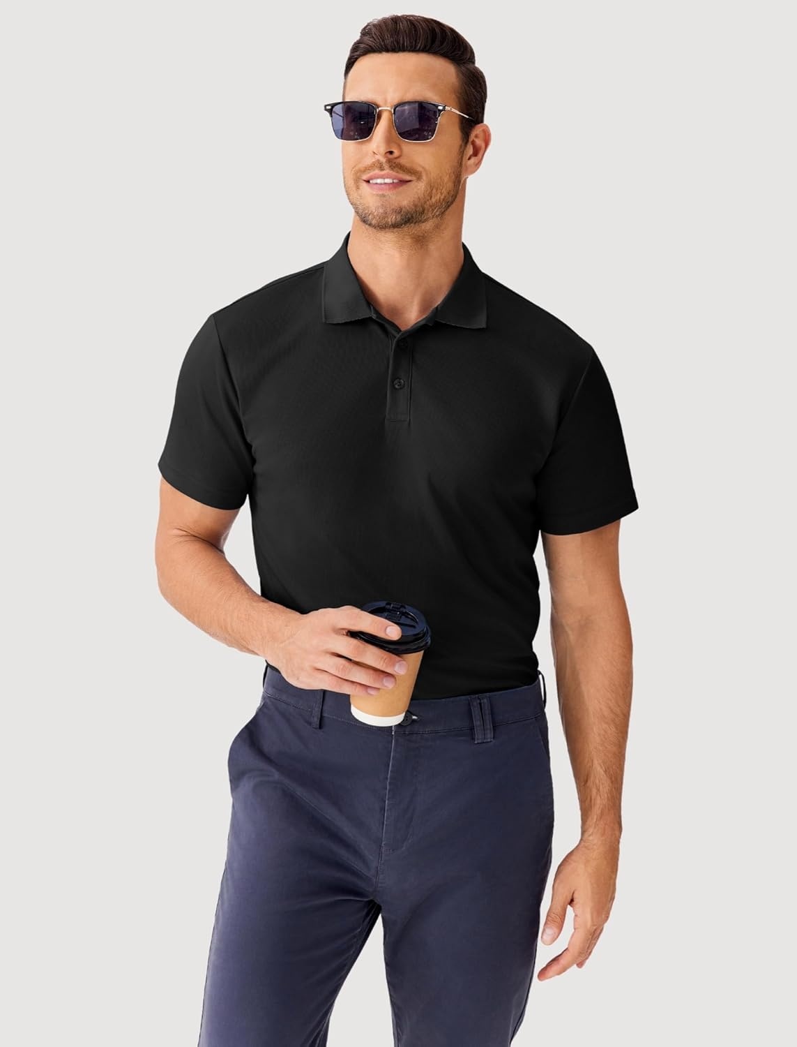 image:imagePINSPARK Mens Polo Shirts Short Sleeve Lightweight Moisture Wicking Quick Dry Casual Workout Collared Shirt Plain 3 Pack SetBlackDeep BlueBurgundy3 Pack