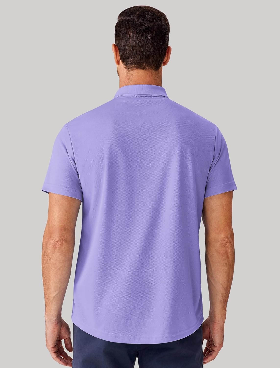image:imagePINSPARK Mens Polo Shirts Short Sleeve Lightweight Moisture Wicking Quick Dry Casual Workout Collared Shirt Plain 3 Pack SetLilac Purple