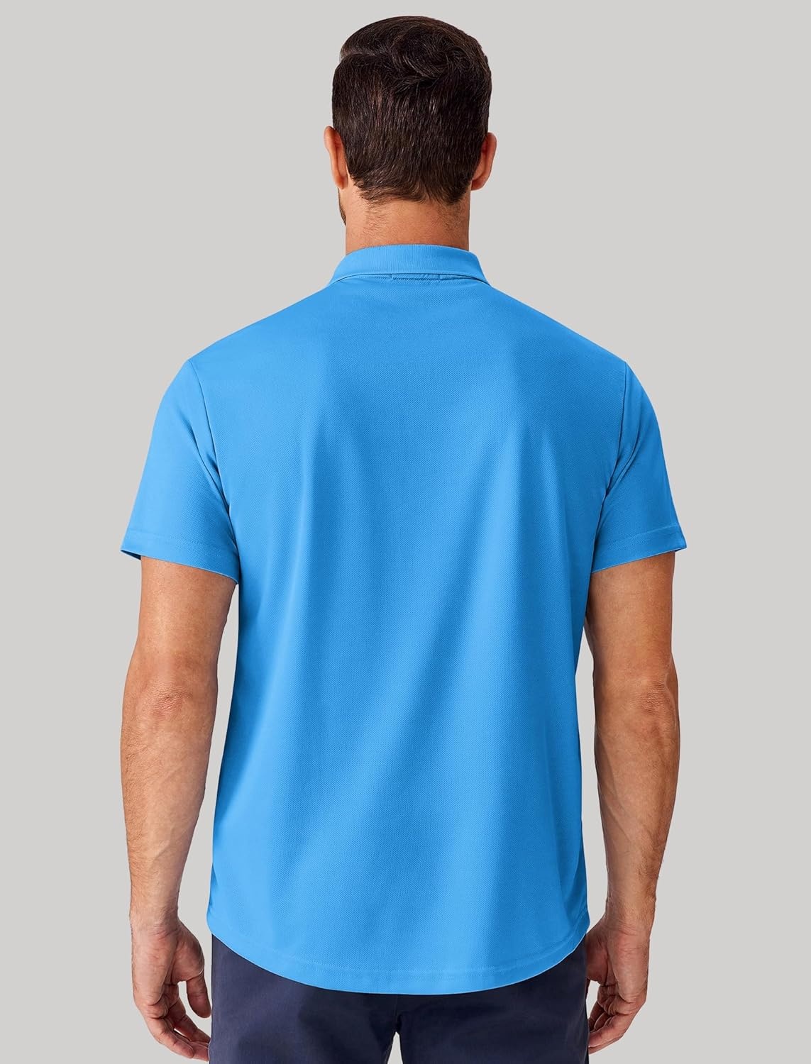 image:imagePINSPARK Mens Polo Shirts Short Sleeve Lightweight Moisture Wicking Quick Dry Casual Workout Collared Shirt Plain 3 Pack SetSea Blue