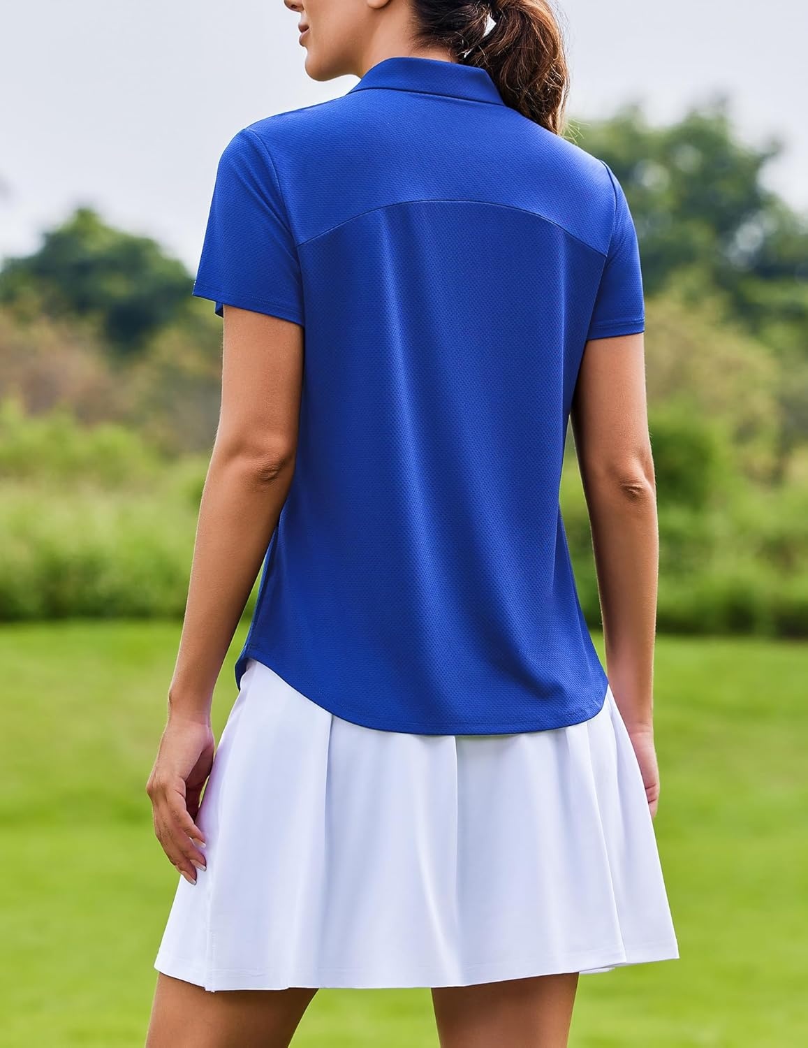 image:imagePINSPARK Womens Golf Shirt Short Sleeve UPF 50 Tennis Polo Shirts 14 Zip Up Collared Quick Dry Athletic Pickleball ShirtRoyal Blue