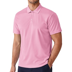 image:imagePINSPARK Mens Polo Shirts Short Sleeve Lightweight Moisture Wicking Quick Dry Casual Workout Collared Shirt Plain 3 Pack SetPink