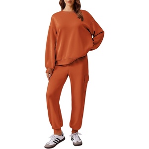 image:imagePINSPARK Two Piece Sets for Women Sweatsuit Drawstring Cargo Jogger Sets with 4 Pockets 2025 Airport Outfits Fall TracksuitOrange