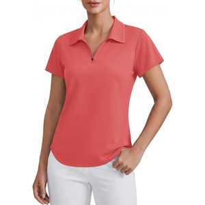 image:imagePINSPARK Womens Golf Shirt Short Sleeve UPF 50 Tennis Polo Shirts 14 Zip Up Collared Quick Dry Athletic Pickleball ShirtGloss Pink