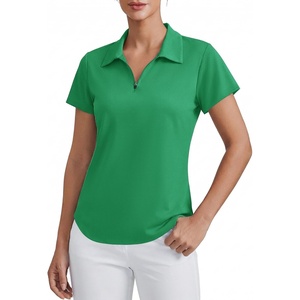 image:imagePINSPARK Womens Golf Shirt Short Sleeve UPF 50 Tennis Polo Shirts 14 Zip Up Collared Quick Dry Athletic Pickleball ShirtGreen