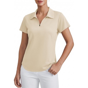 image:imagePINSPARK Womens Golf Shirt Short Sleeve UPF 50 Tennis Polo Shirts 14 Zip Up Collared Quick Dry Athletic Pickleball ShirtKhaki