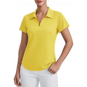 image:imagePINSPARK Womens Golf Shirt Short Sleeve UPF 50 Tennis Polo Shirts 14 Zip Up Collared Quick Dry Athletic Pickleball ShirtYellow