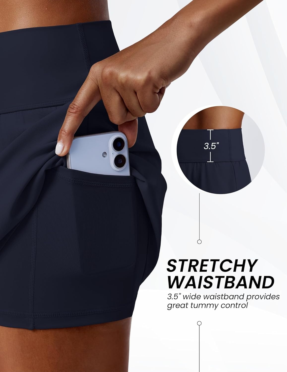 image:imagePINSPARK 15 Tennis Skirts for Women Lightweight Golf Skirt with Pockets High Waisted Mini Athletic Skort Pickleball WorkoutDark Navy