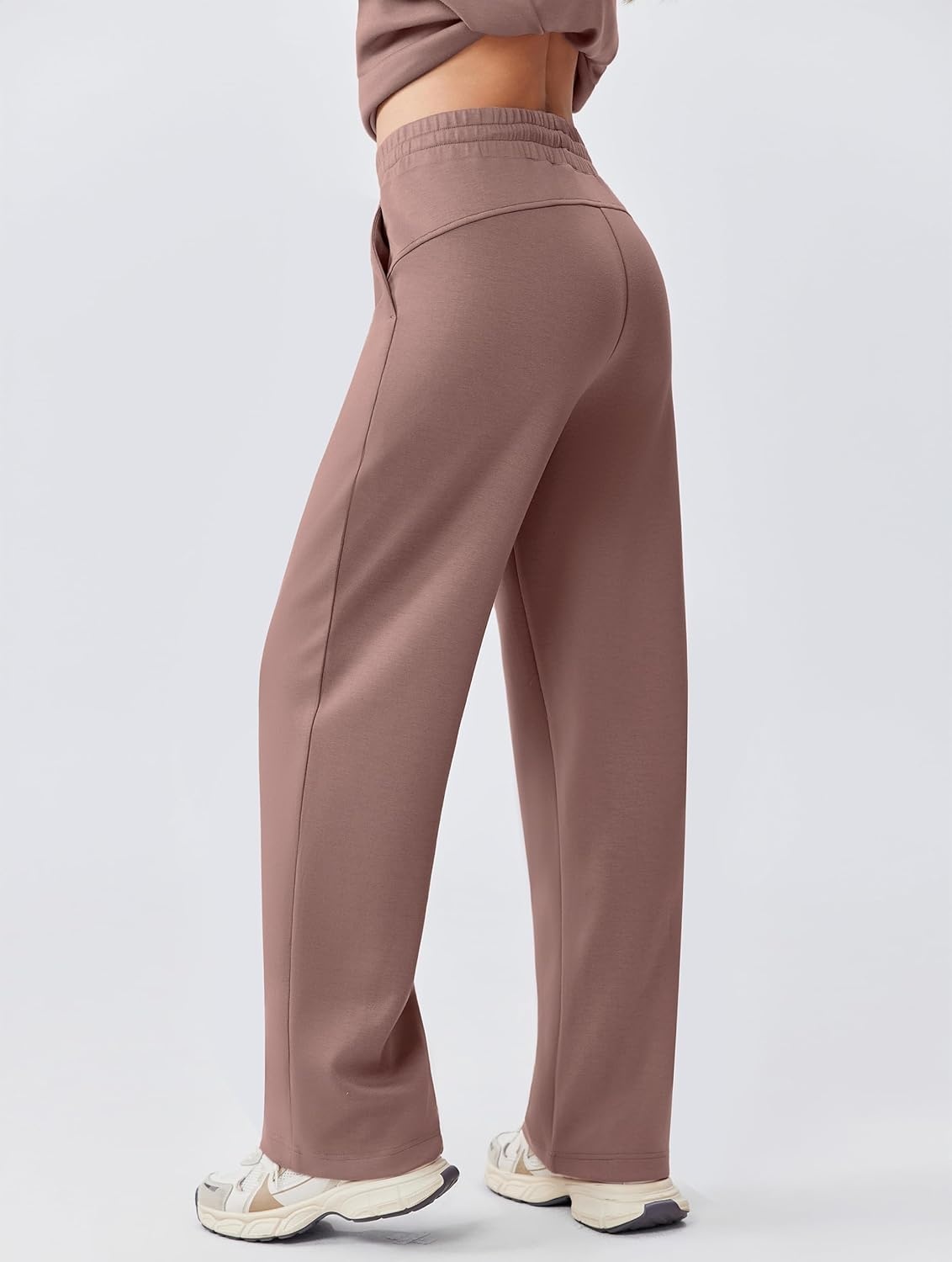 image:imagePINSPARK 2 Piece Sets for Women 12 Zip Sweatsuit Loose Fit Sweatshirt Straight Leg Pants 2025 Matching Outfit Fall TracksuitTaupetastic