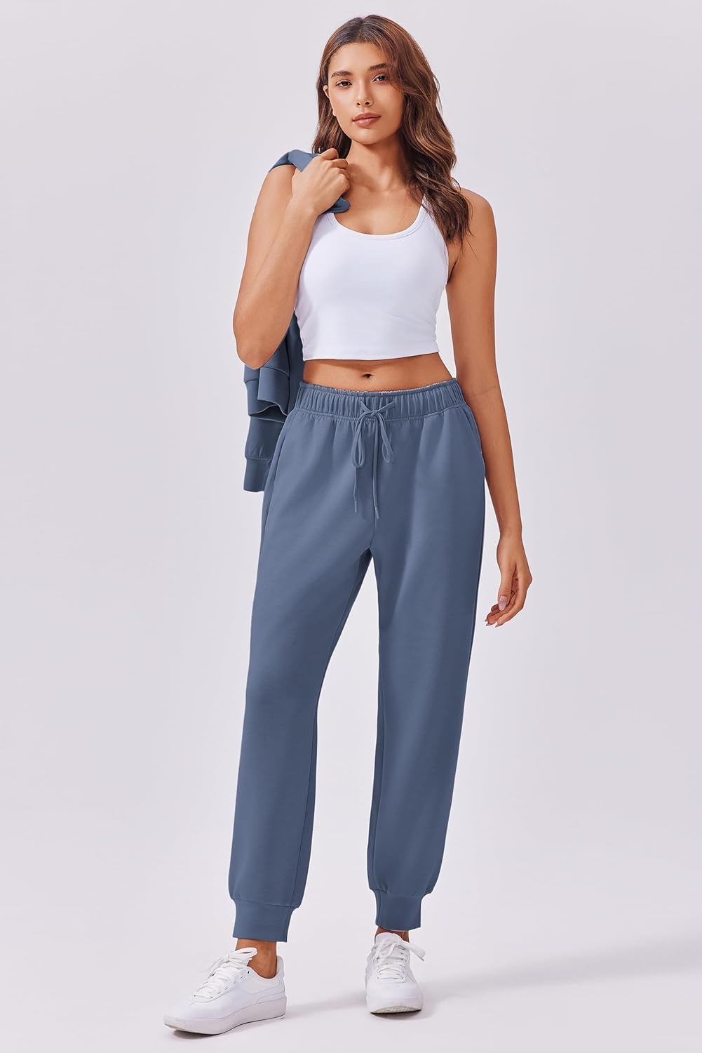 image:imagePINSPARK 2 Piece Sets for Women 2025 Fall Travel Outfits Long Sleeve Tracksuit Joggers Sets Half Zip Sweatsuit Matching SetBlue
