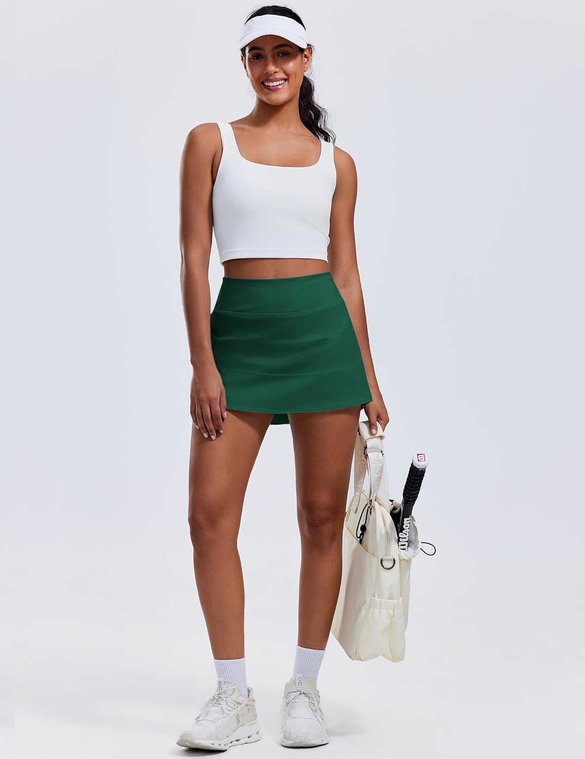 image:imagePINSPARK Pleated Tennis Skirts for Women with Short Pockets High Waisted Athletic Golf Skort Workout Pickleball Mini SkirtGreen