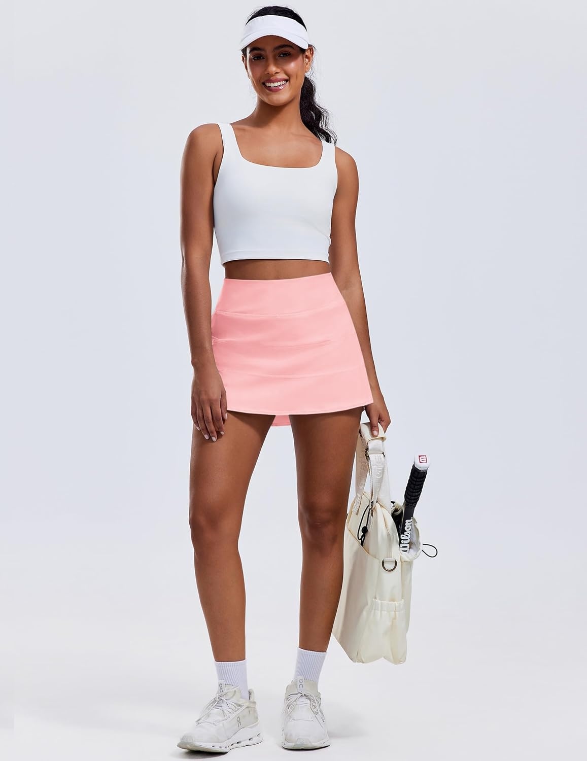 image:imagePINSPARK Pleated Tennis Skirts for Women with Short Pockets High Waisted Athletic Golf Skort Workout Pickleball Mini SkirtPink