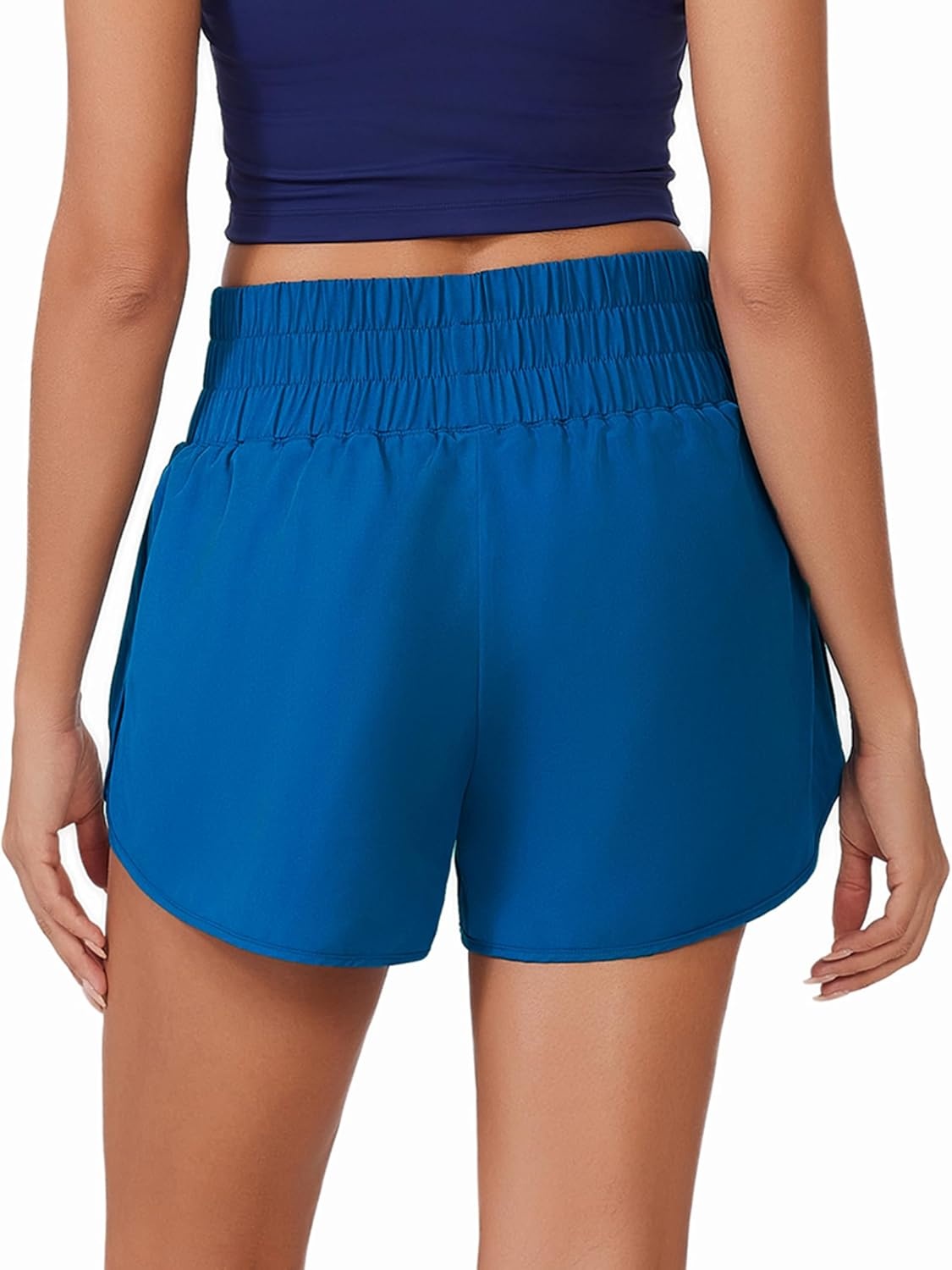 image:imagePINSPARK Running Shorts for Women Quick Dry High Waisted Athletic Short 2 in 1 Workout Gym Shorts with Zipper PocketsDark Blue