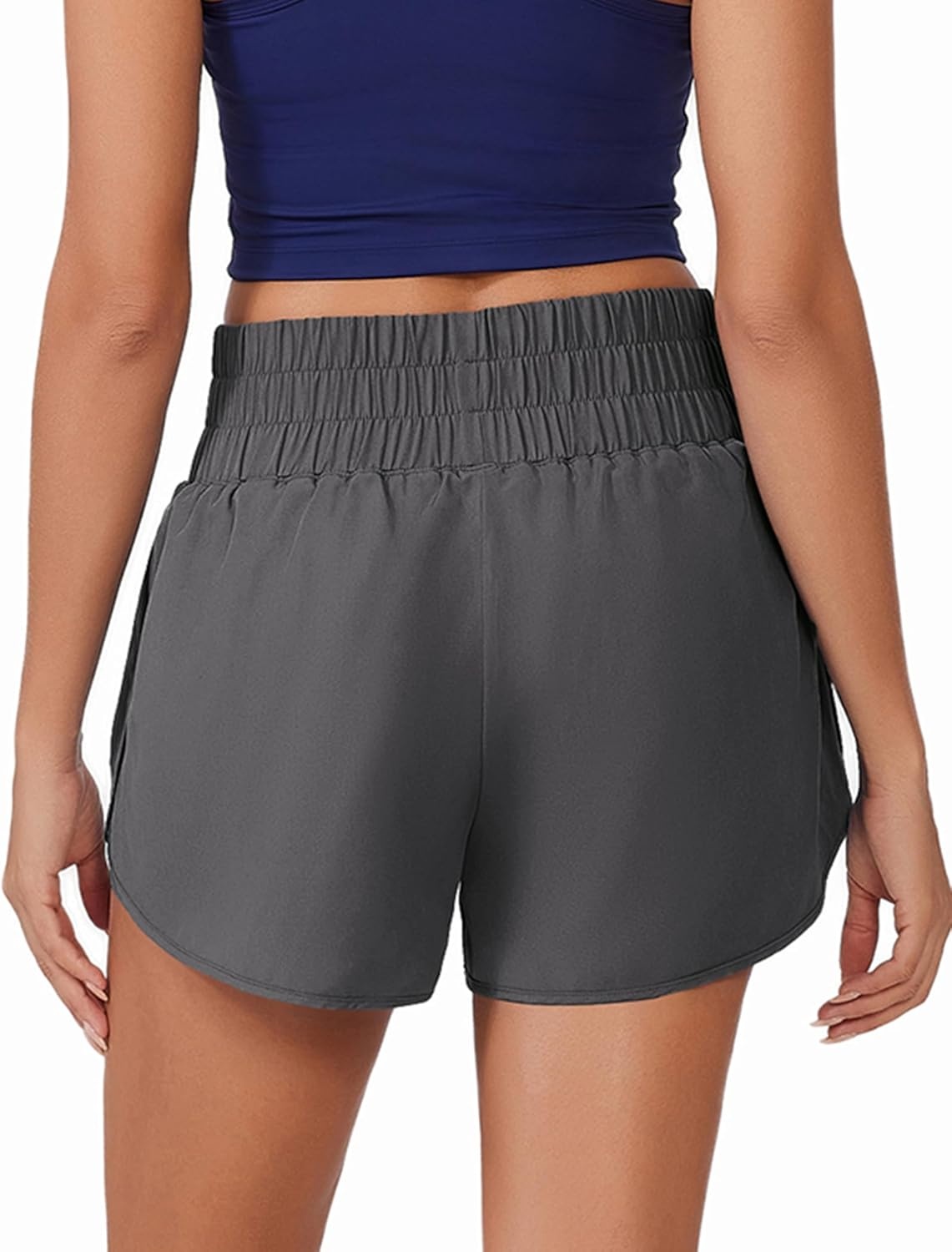 image:imagePINSPARK Running Shorts for Women Quick Dry High Waisted Athletic Short 2 in 1 Workout Gym Shorts with Zipper PocketsDark Grey