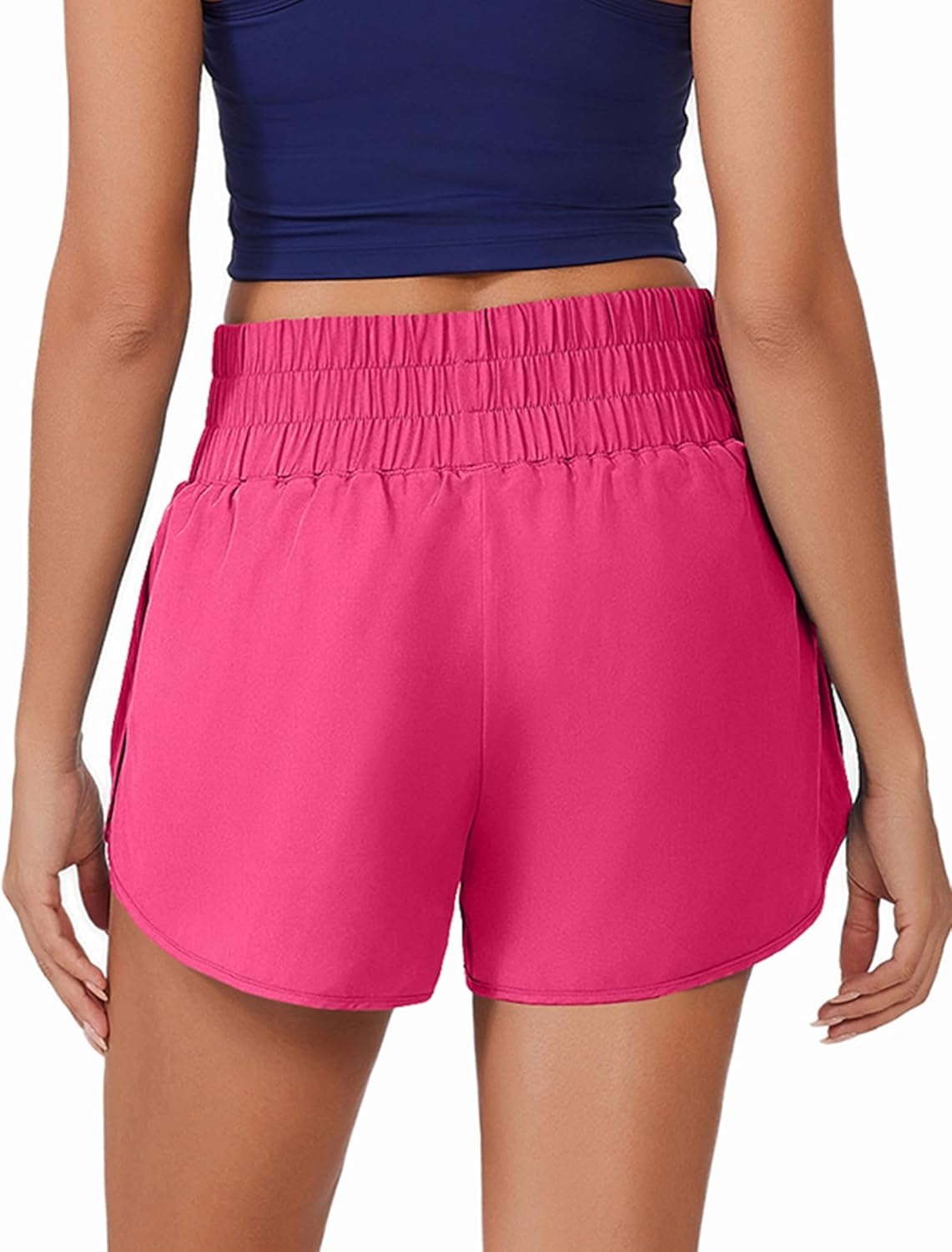 image:imagePINSPARK Running Shorts for Women Quick Dry High Waisted Athletic Short 2 in 1 Workout Gym Shorts with Zipper PocketsHot Pink