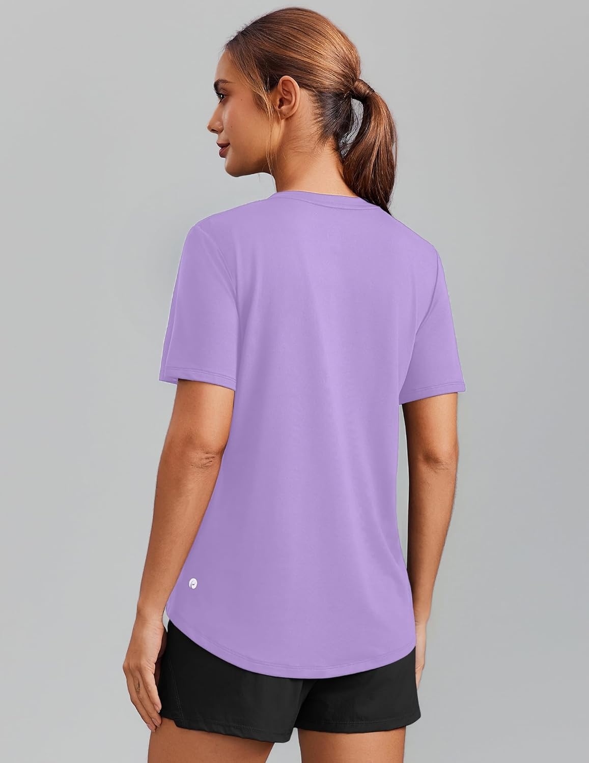 image:imagePINSPARK Soft Workout Tops for Women Short Sleeve V Neck Moisture Wicking UPF 50 Sun Protection Quick Dry Gym Shirts09 Lavender