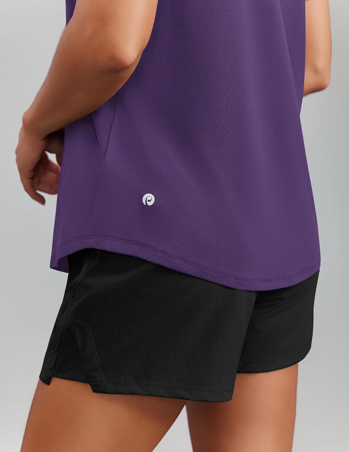 image:imagePINSPARK Soft Workout Tops for Women Short Sleeve V Neck Moisture Wicking UPF 50 Sun Protection Quick Dry Gym ShirtsDeep Purple