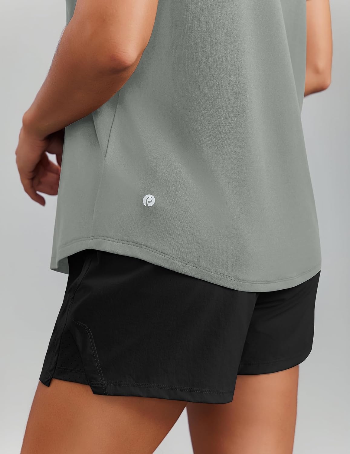 image:imagePINSPARK Soft Workout Tops for Women Short Sleeve V Neck Moisture Wicking UPF 50 Sun Protection Quick Dry Gym ShirtsSage Green