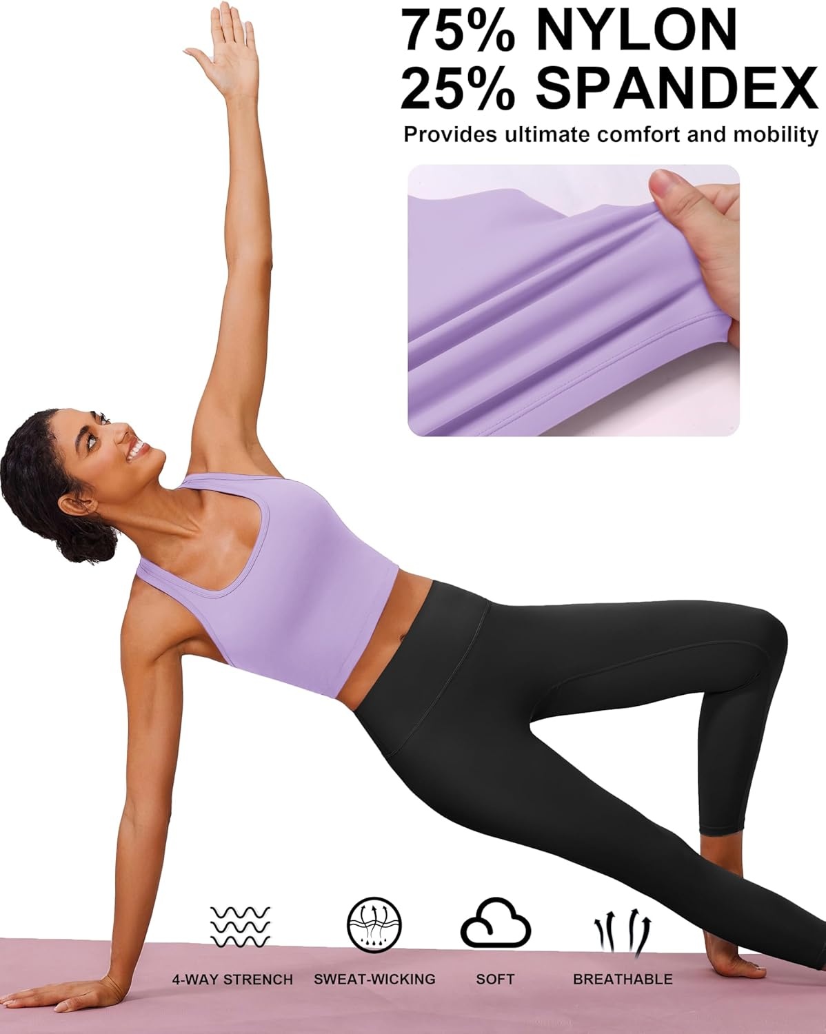 image:imagePINSPARK Sports Bra Longline Racerback Tank Tops for Women Padded Workout Yoga TopElfin Purple