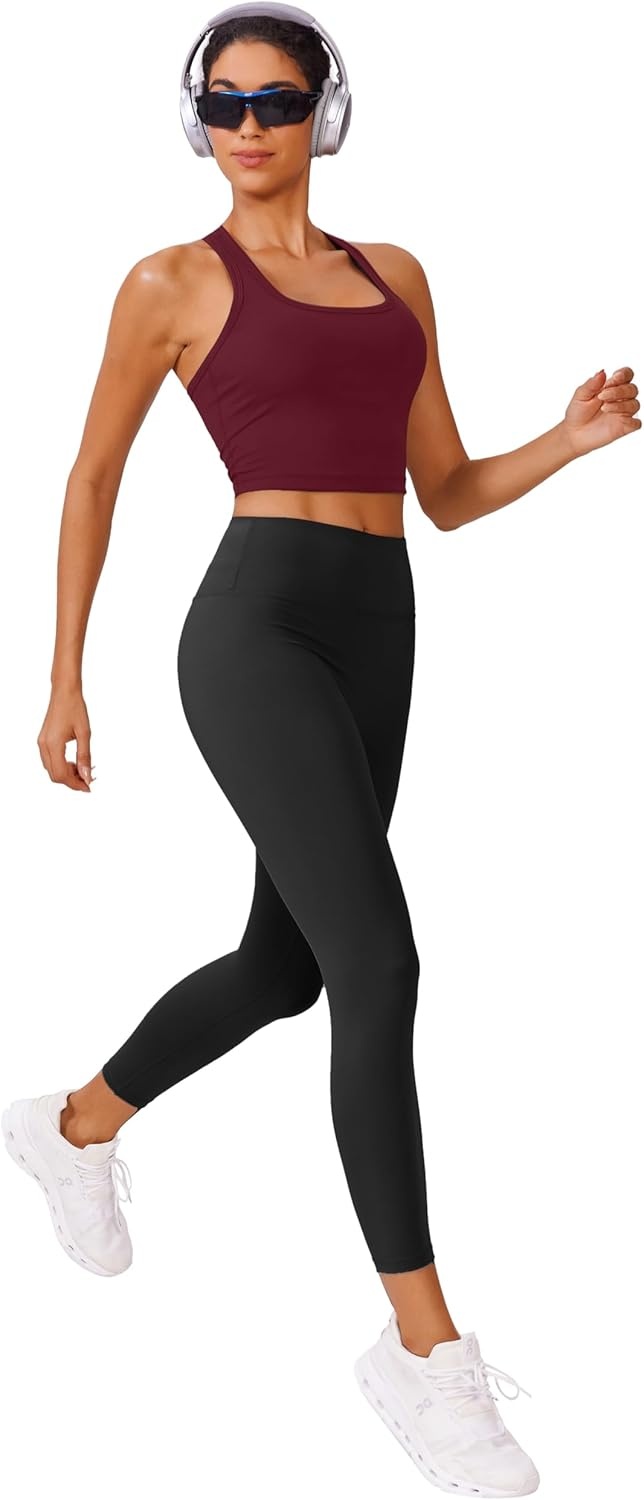 image:imagePINSPARK Sports Bra Longline Racerback Tank Tops for Women Padded Workout Yoga TopRed Merlot