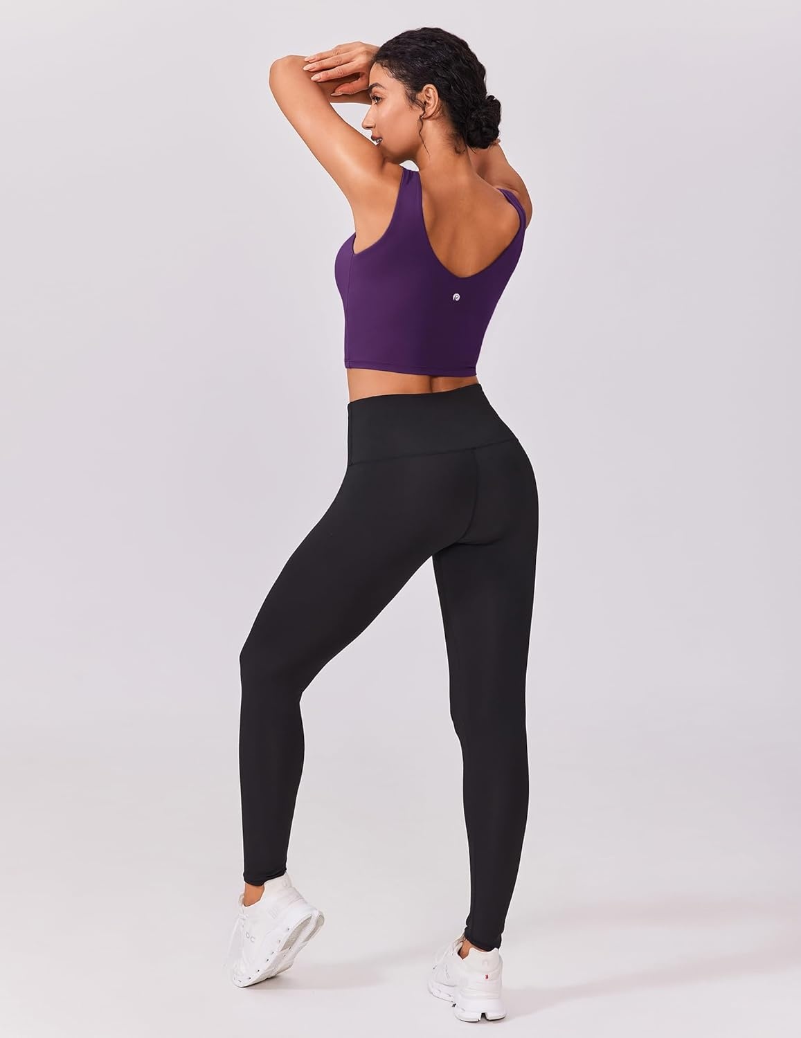 image:imagePINSPARK Sports Bras for Women Built in Bras Padded Yoga Bra V Neck Longline Workout Tank Tops with Removable PadsImperial Purple