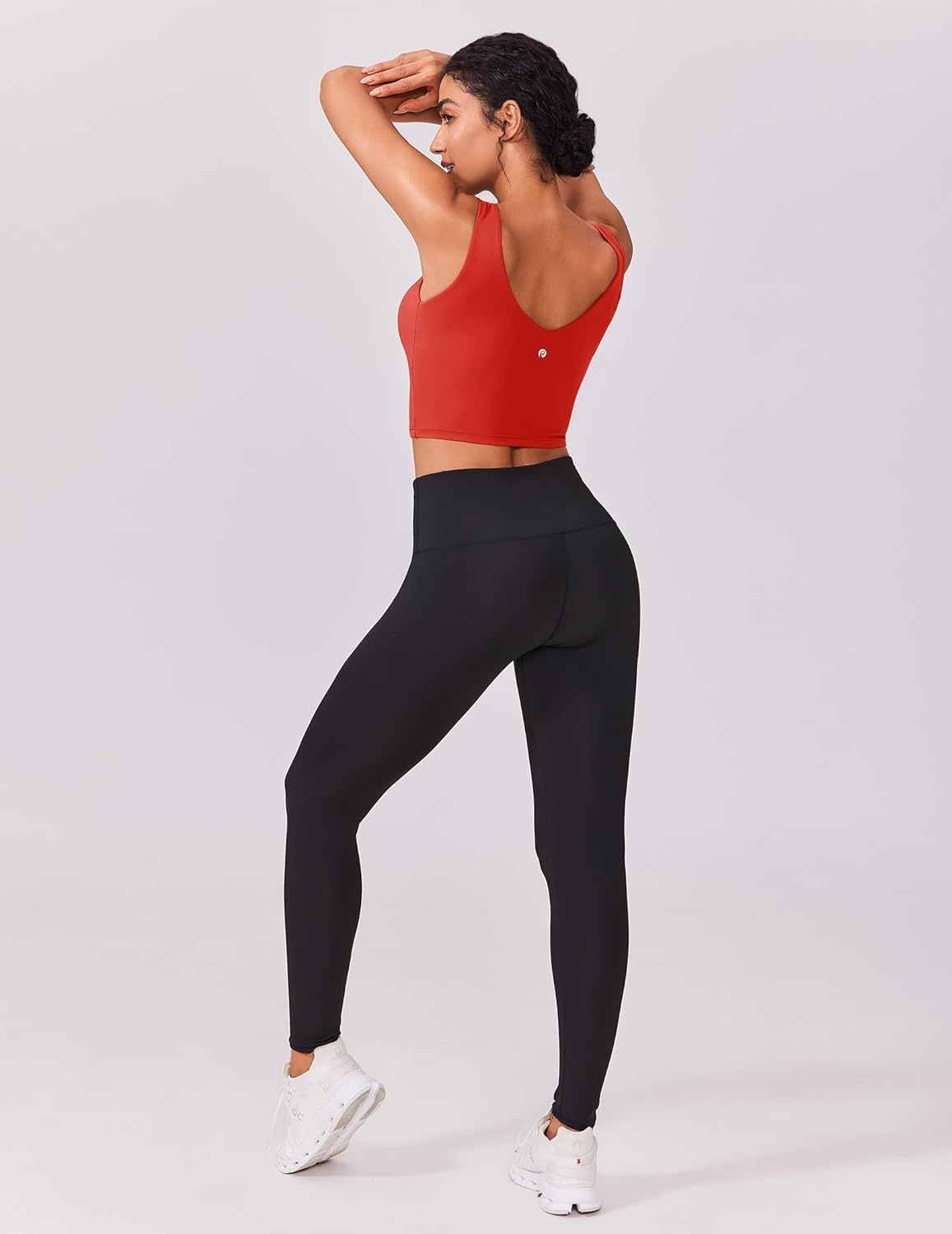 image:imagePINSPARK Sports Bras for Women Built in Bras Padded Yoga Bra V Neck Longline Workout Tank Tops with Removable PadsRed