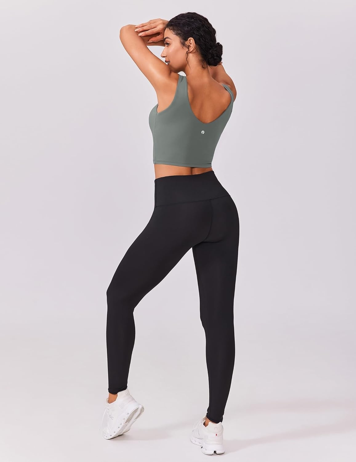 image:imagePINSPARK Sports Bras for Women Built in Bras Padded Yoga Bra V Neck Longline Workout Tank Tops with Removable PadsSage Grey