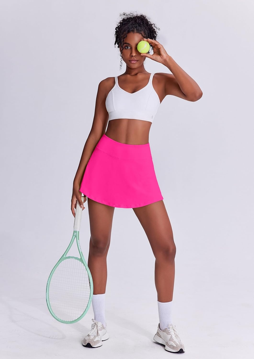 image:imagePINSPARK Tennis Skirts for Women Pleated Athletic Skort Lightweight Golf Skirts with Shorts Pocket Workout PickleballHot Pink