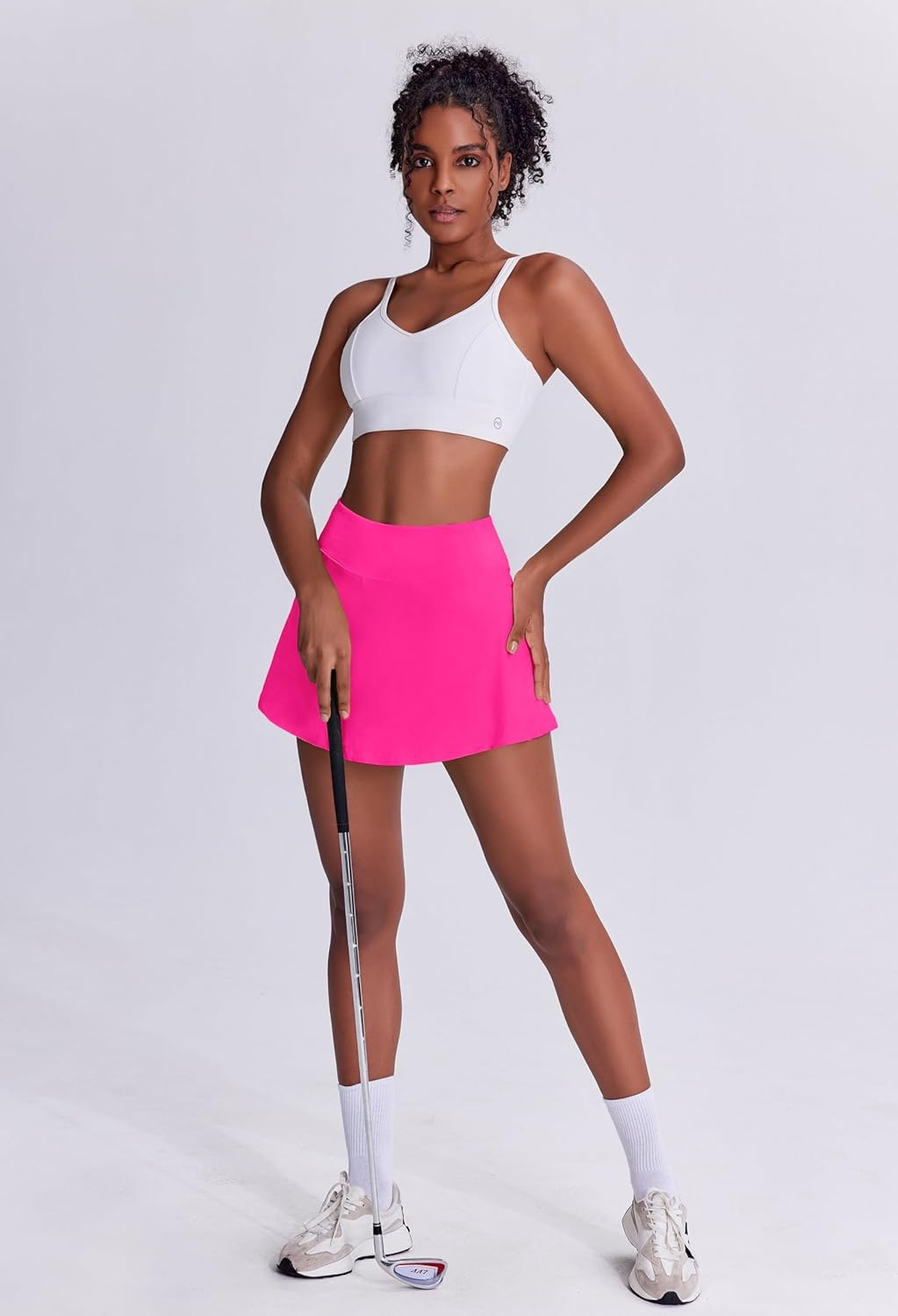 image:imagePINSPARK Tennis Skirts for Women Pleated Athletic Skort Lightweight Golf Skirts with Shorts Pocket Workout PickleballHot Pink