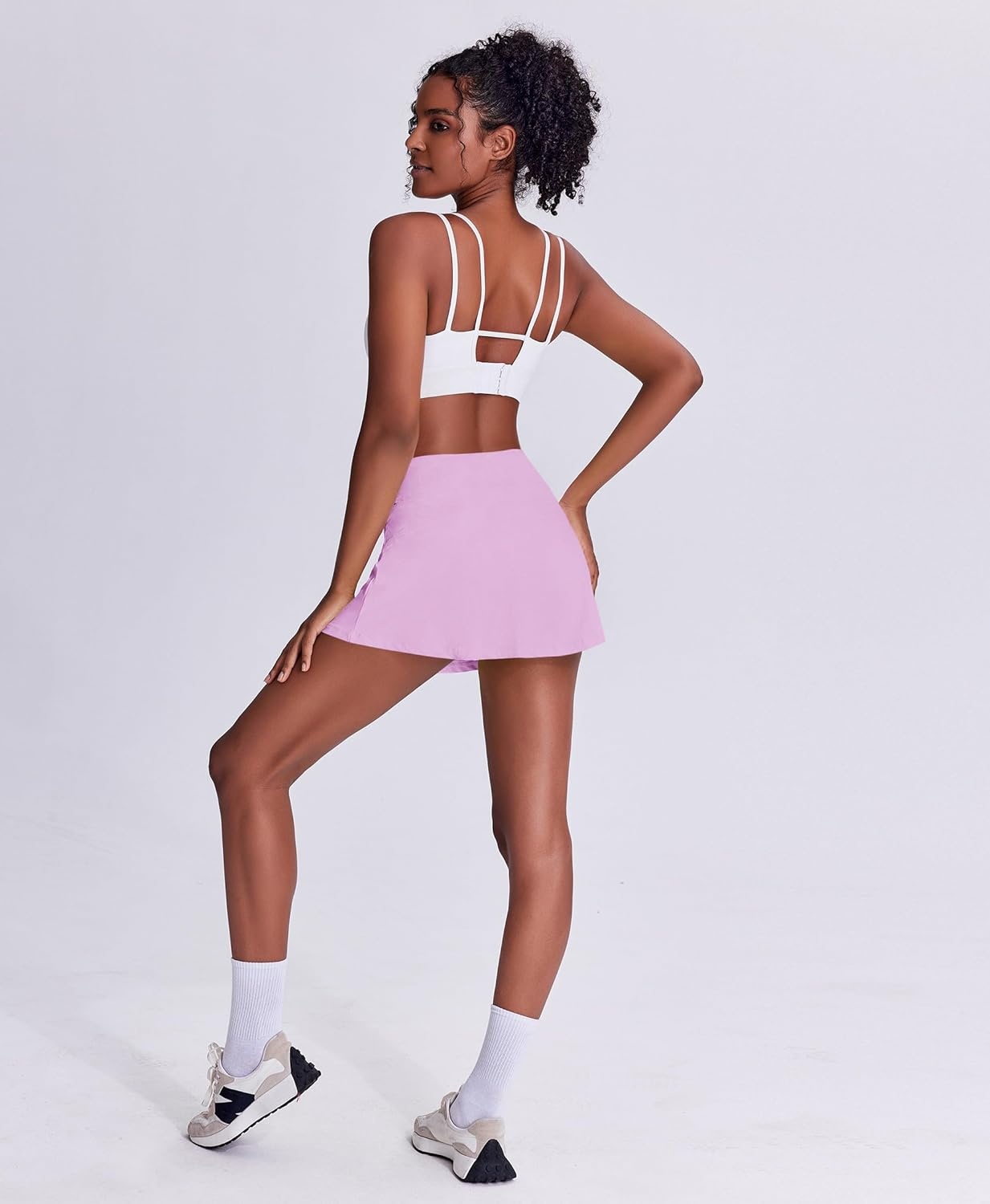image:imagePINSPARK Tennis Skirts for Women Pleated Athletic Skort Lightweight Golf Skirts with Shorts Pocket Workout PickleballLight Pink