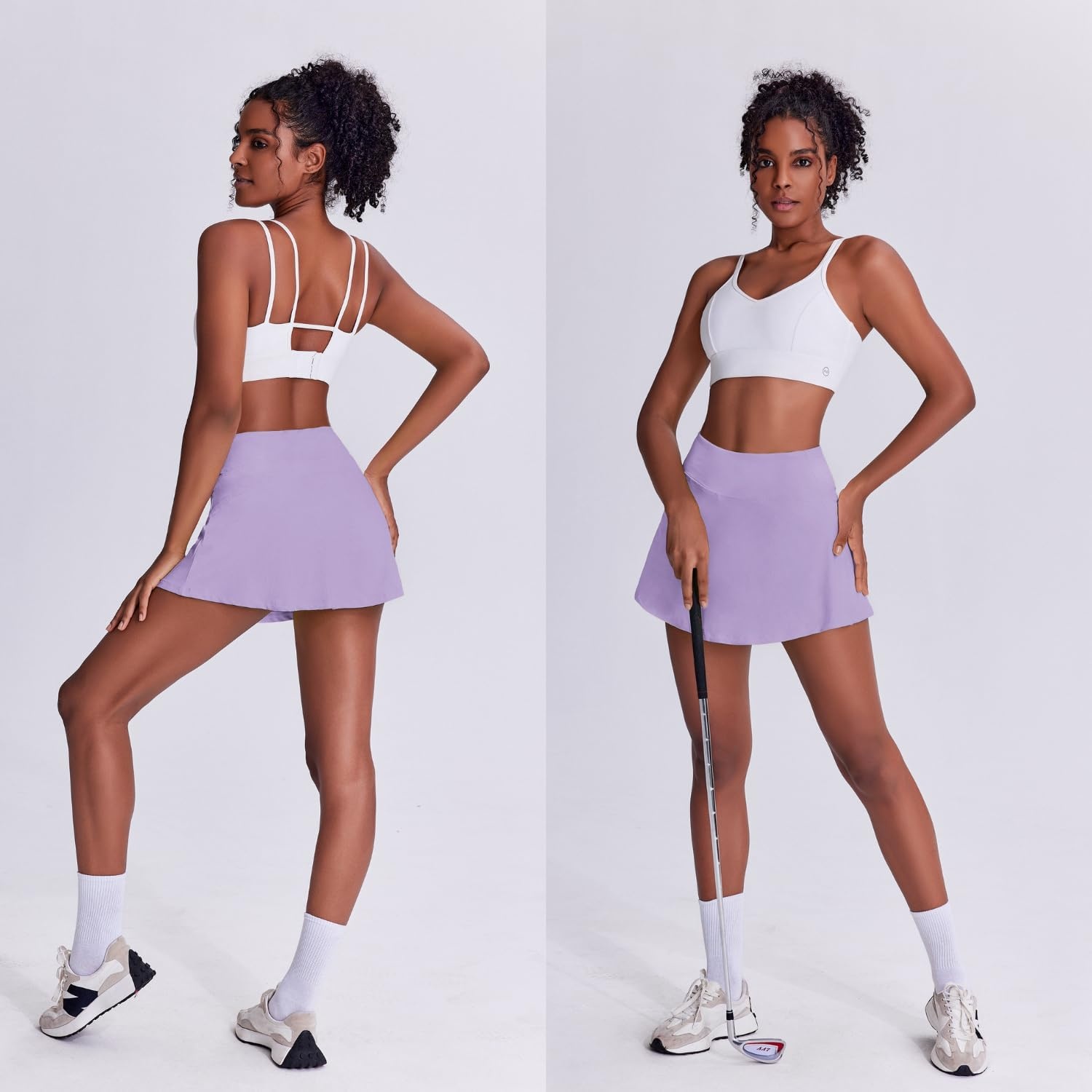 image:imagePINSPARK Tennis Skirts for Women Pleated Athletic Skort Lightweight Golf Skirts with Shorts Pocket Workout PickleballLilac