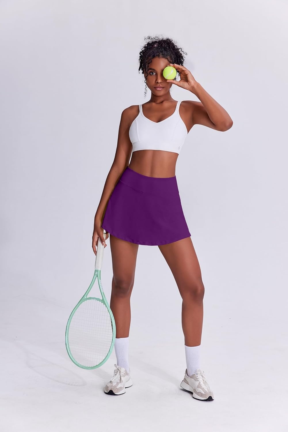 image:imagePINSPARK Tennis Skirts for Women Pleated Athletic Skort Lightweight Golf Skirts with Shorts Pocket Workout PickleballPurple