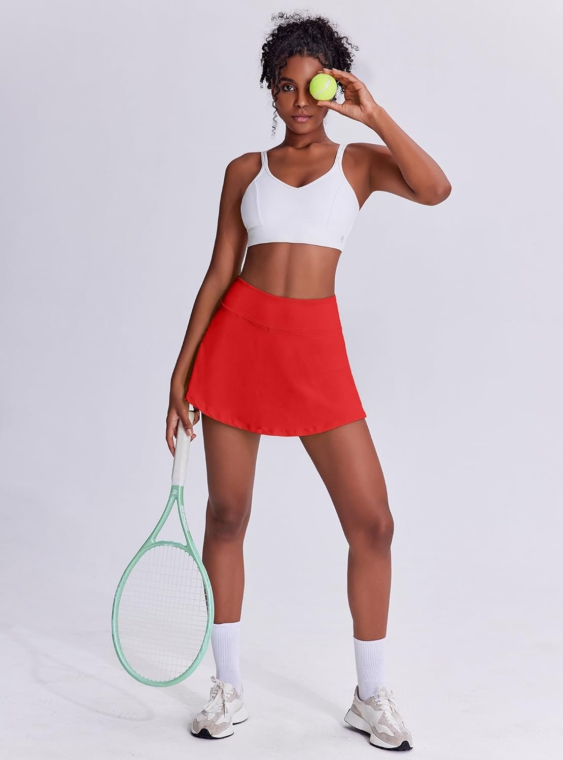 image:imagePINSPARK Tennis Skirts for Women Pleated Athletic Skort Lightweight Golf Skirts with Shorts Pocket Workout PickleballRed