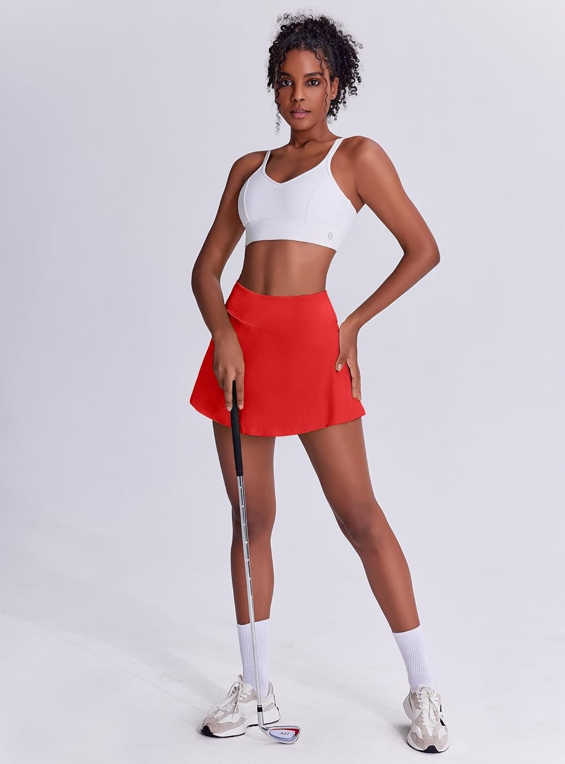 image:imagePINSPARK Tennis Skirts for Women Pleated Athletic Skort Lightweight Golf Skirts with Shorts Pocket Workout PickleballRed