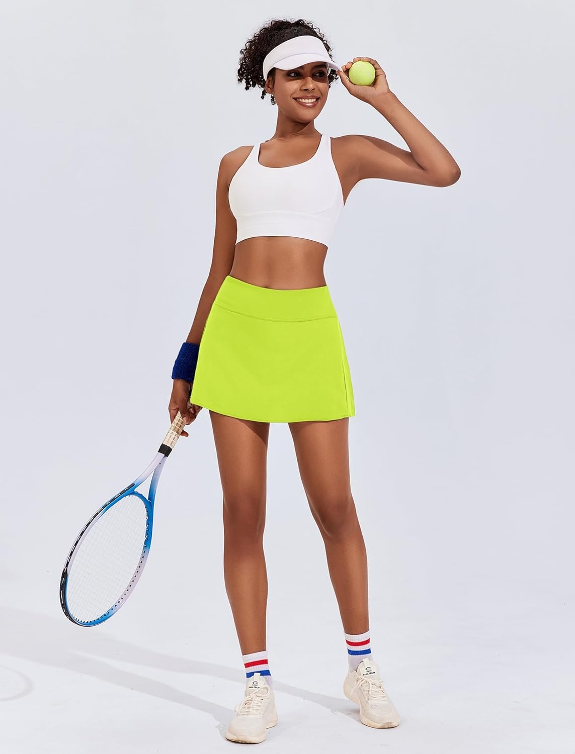 image:imagePINSPARK Womens Pleated Tennis Skirt High Waisted Golf Skirts with 3 Pockets Lightweight Athletic Skort Workout PickleballNeon Green