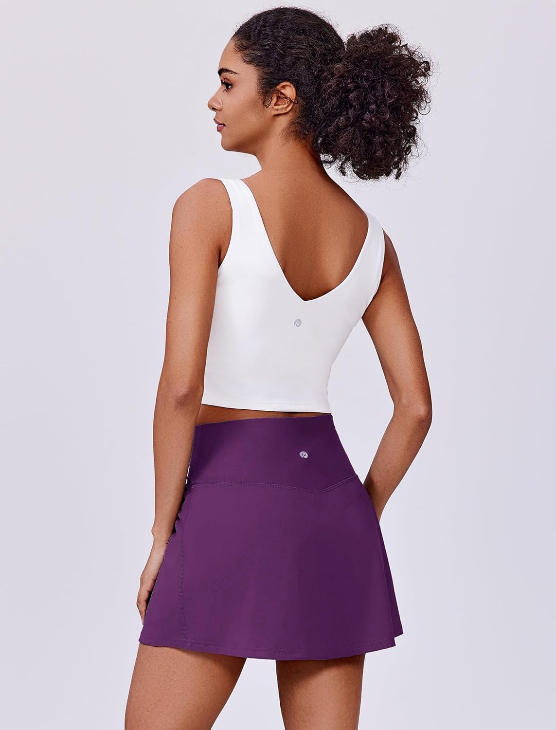 image:imagePINSPARK Womens Tennis Skirt High Waisted Golf Skort with 2 Pockets Stretchy Athletic Skirts for Workout Pickleball RunningDark Purple