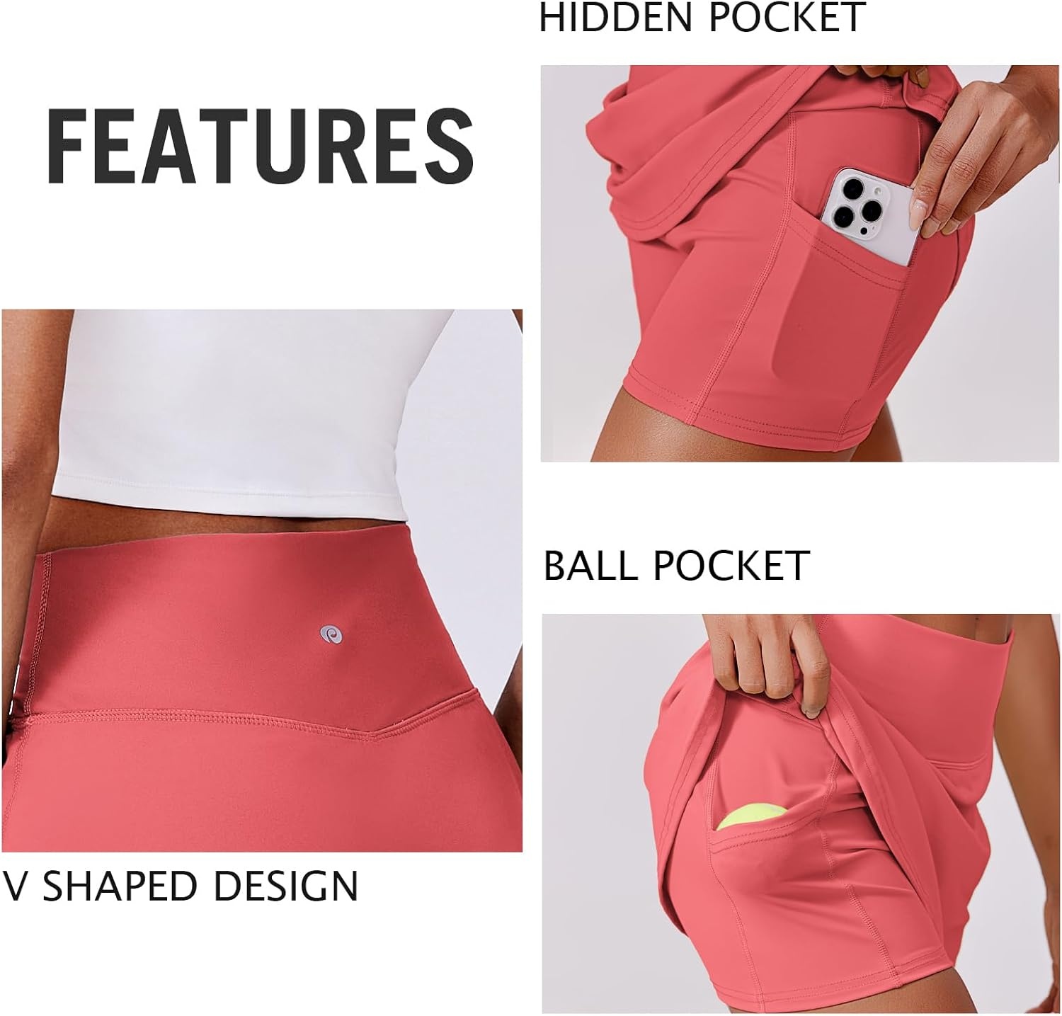 image:imagePINSPARK Womens Tennis Skirt High Waisted Golf Skort with 2 Pockets Stretchy Athletic Skirts for Workout Pickleball RunningGloss Pink