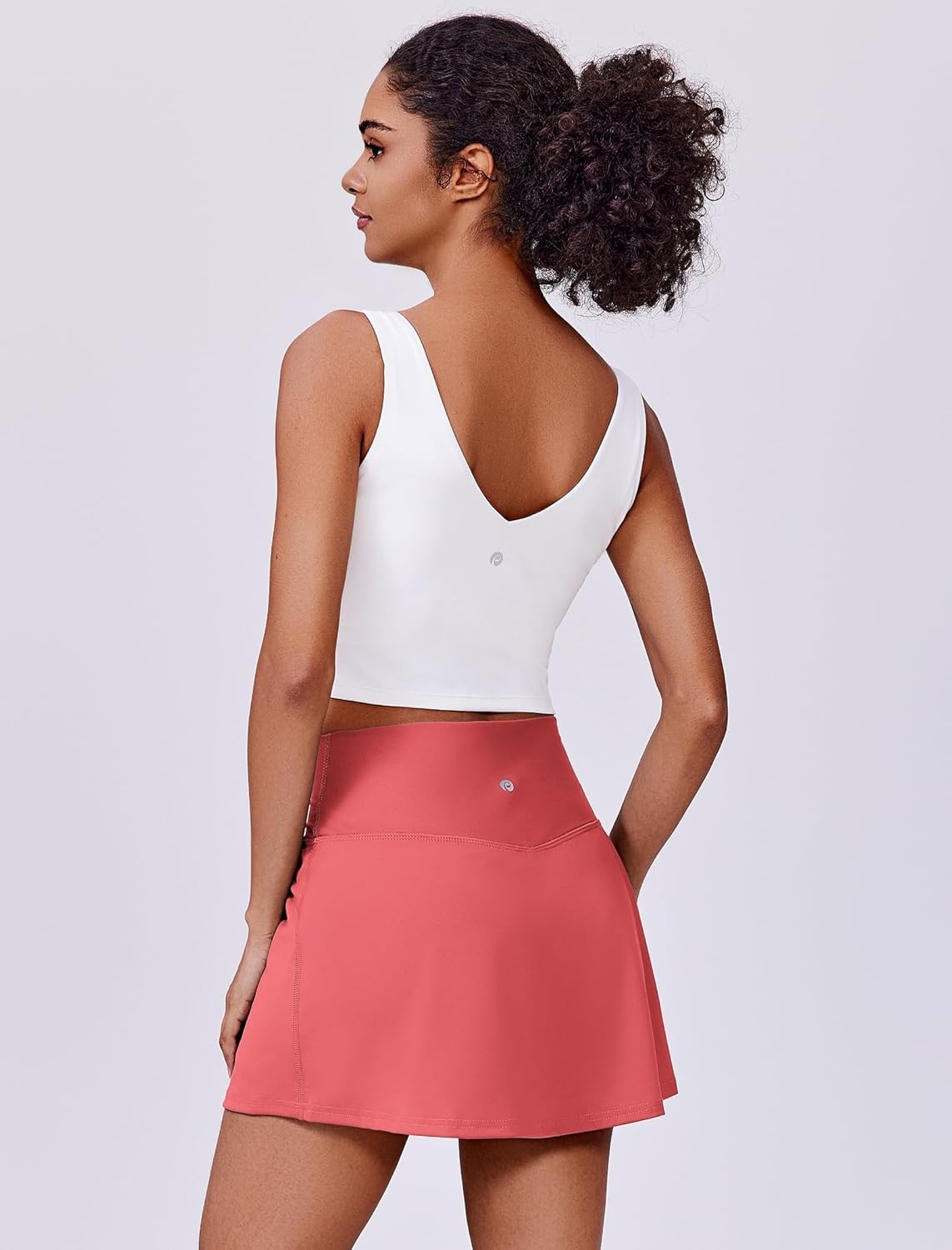 image:imagePINSPARK Womens Tennis Skirt High Waisted Golf Skort with 2 Pockets Stretchy Athletic Skirts for Workout Pickleball RunningGloss Pink