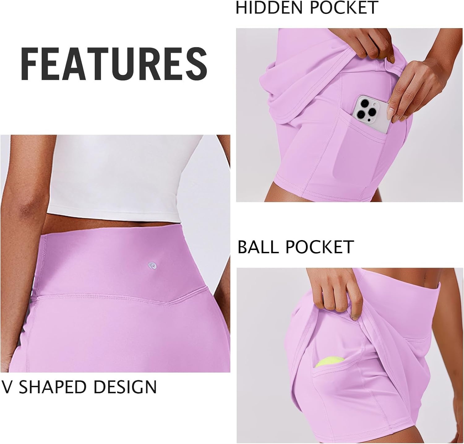 image:imagePINSPARK Womens Tennis Skirt High Waisted Golf Skort with 2 Pockets Stretchy Athletic Skirts for Workout Pickleball RunningLight Pink