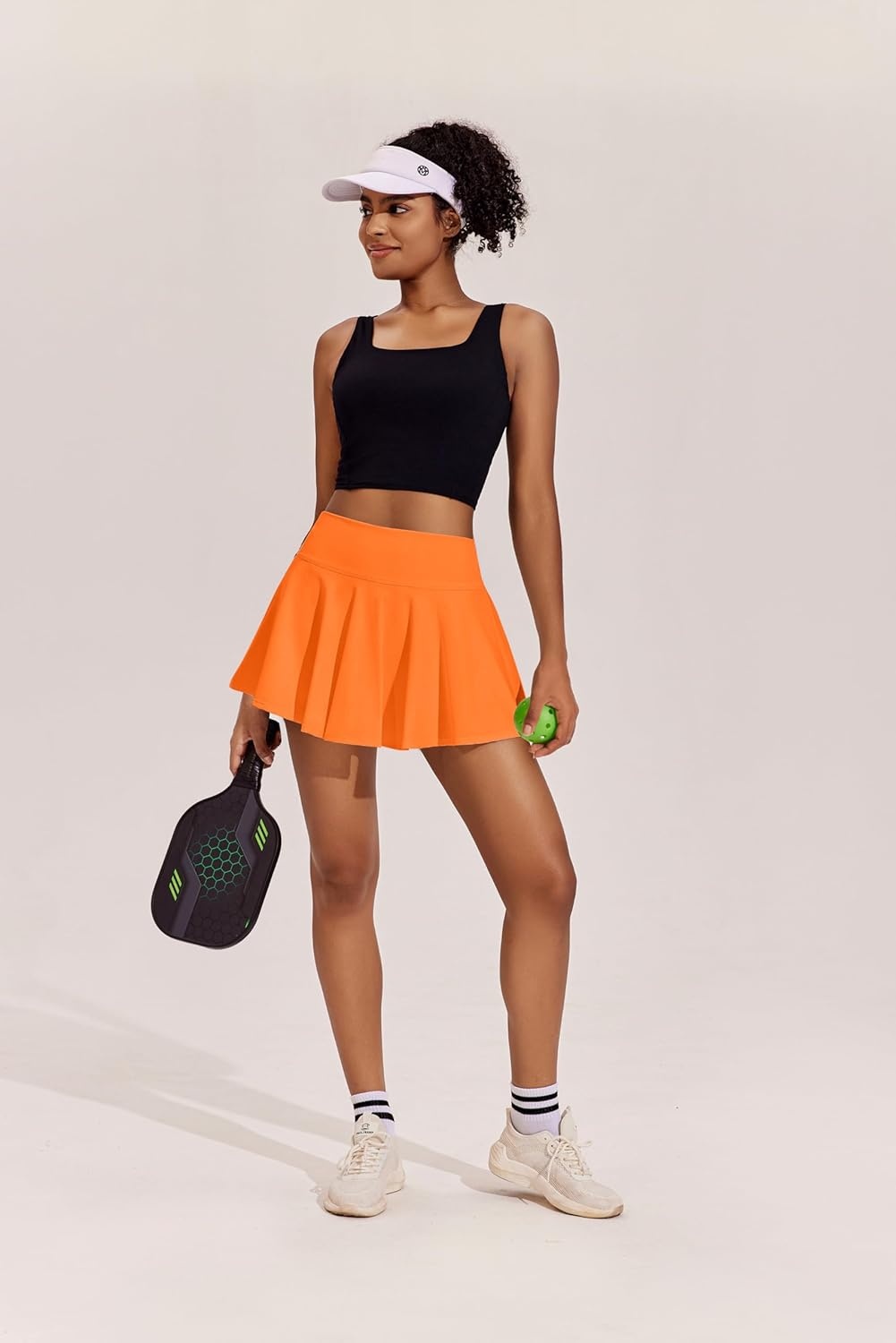 image:imagePINSPARK Womens Tennis Skirt Pleated Athletic Skirts with Pockets Shorts High Waisted Golf Skort for Workout PickleballOrange
