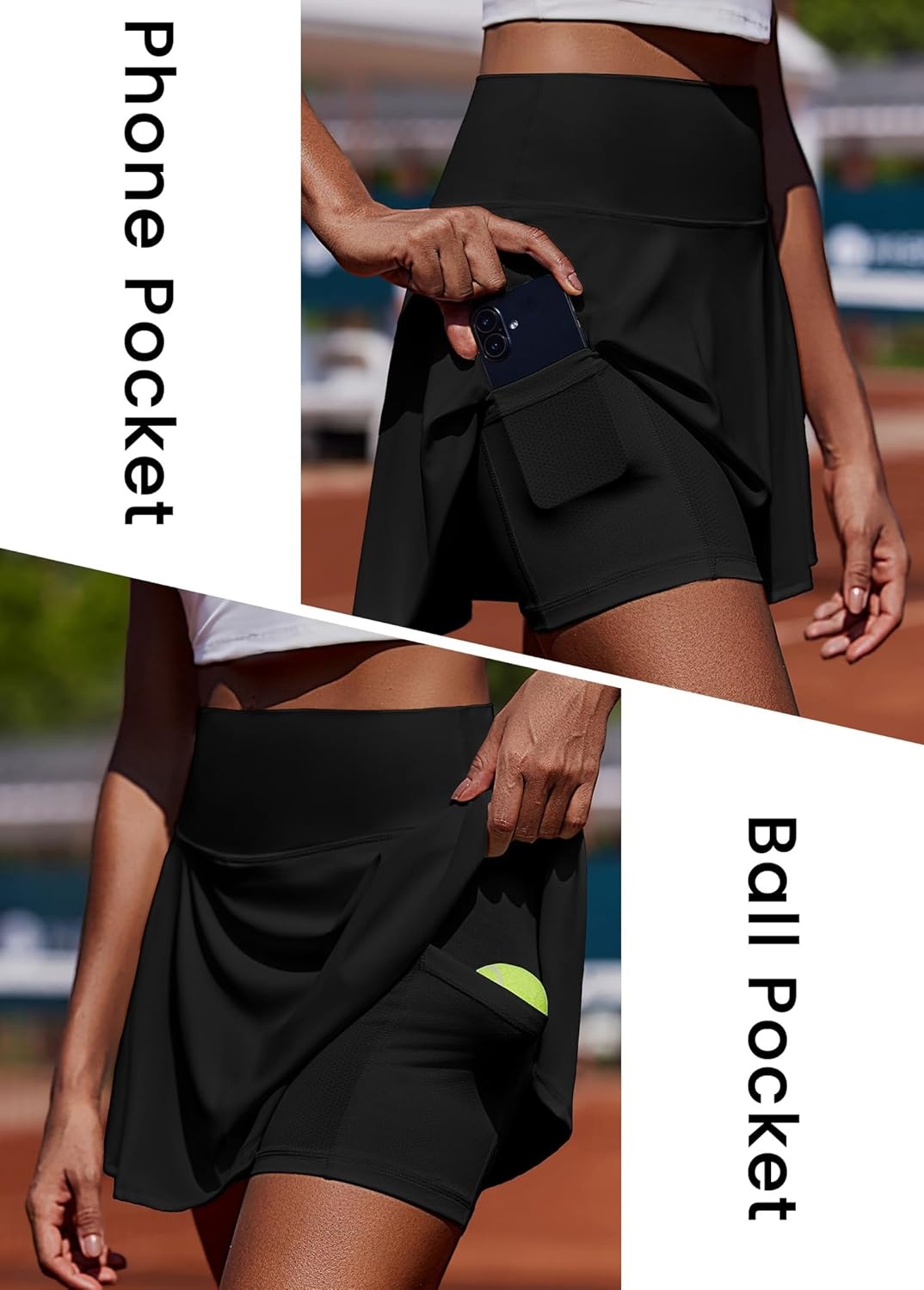 image:imagePINSPARK Womens Tennis Skirt Pleated Athletic Skorts with Pockets Shorts High Waisted Golf Skirts for Workout Running CasualBlack