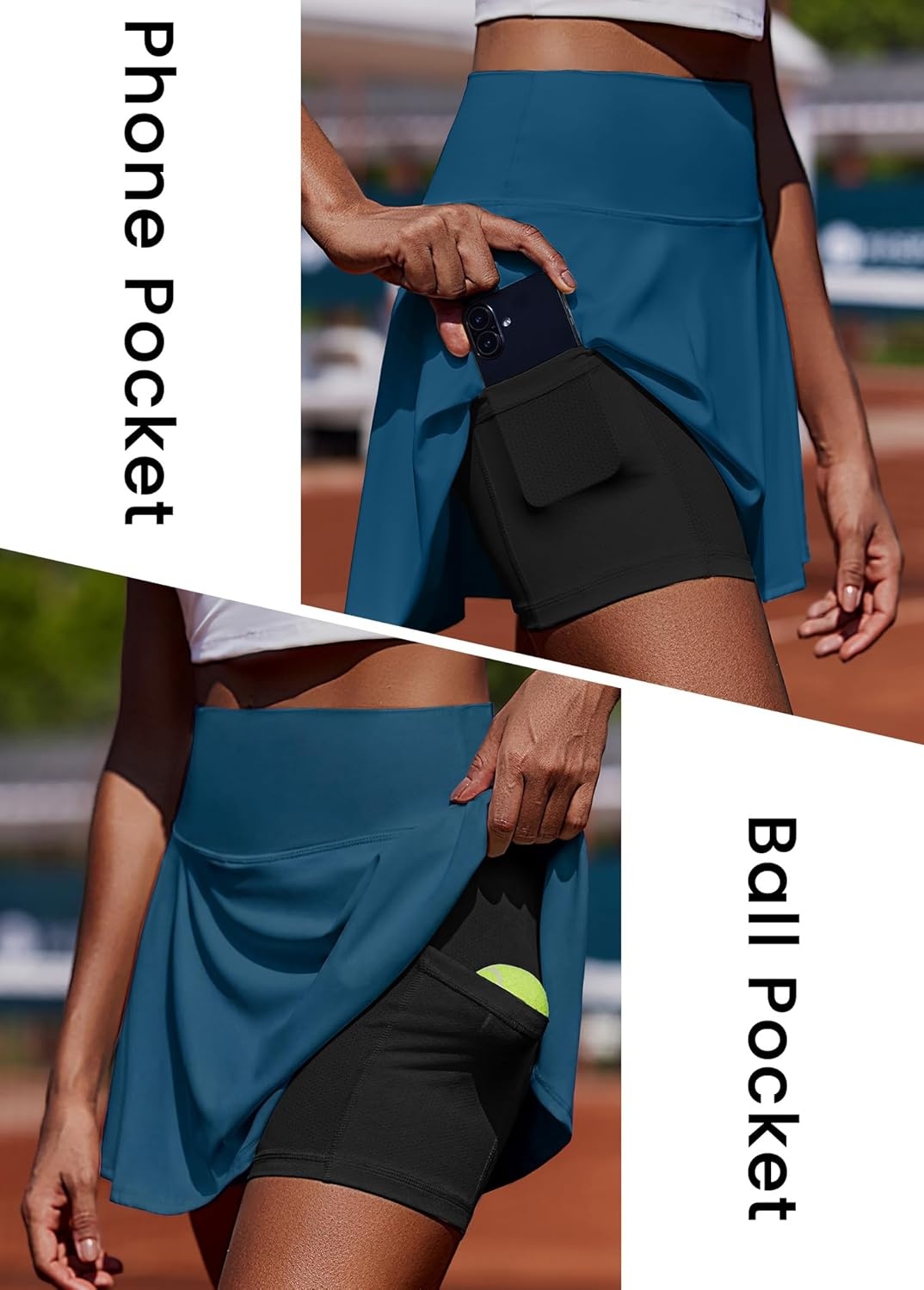 image:imagePINSPARK Womens Tennis Skirt Pleated Athletic Skorts with Pockets Shorts High Waisted Golf Skirts for Workout Running CasualDark Blue